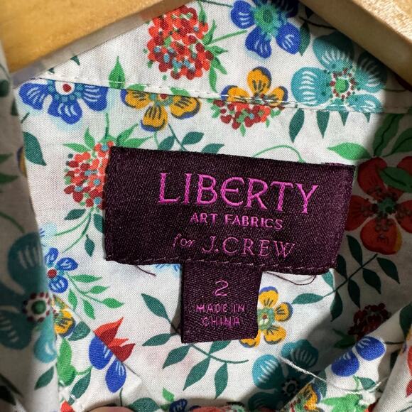 Liberty Arts Fabric J.Crew Top Women 2 Floral Cotton Preppy Button Up Blouse - Picture 5 of 8